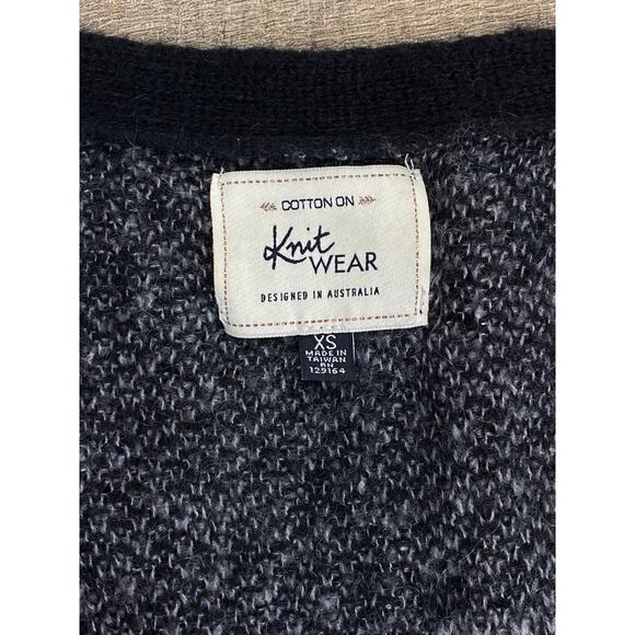 Cotton On Cardigan Sweater Knit Long Black Silver Star Patterned Women's Sz XS - Picture 4 of 5